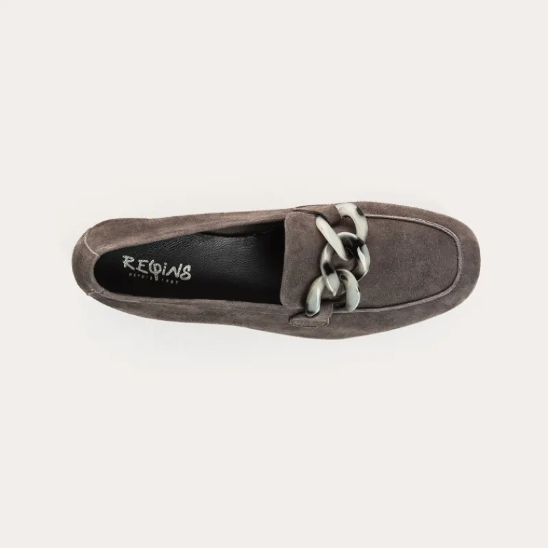 Reqins MOCASSINS HANISSA CUIR VELOURS ANTHRACITE Fashion