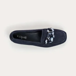 Reqins MOCASSINS HANISSA CUIR VELOURS BLEU New
