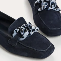 Reqins MOCASSINS HANISSA CUIR VELOURS BLEU New