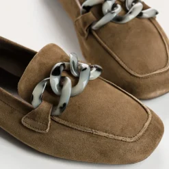 Reqins MOCASSINS HANISSA CUIR VELOURS VERT New