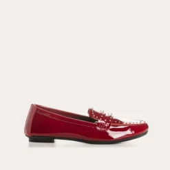 Reqins MOCASSINS HELODIE CUIR VERNIS ET CLOUS ROUGE Online