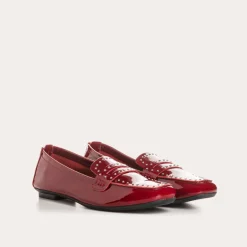 Reqins MOCASSINS HELODIE CUIR VERNIS ET CLOUS ROUGE Online