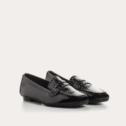 Reqins MOCASSINS HELODIE CUIR VERNIS ET CLOUS NOIR Hot