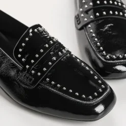 Reqins MOCASSINS HELODIE CUIR VERNIS ET CLOUS NOIR Hot