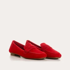 Reqins MOCASSINS HEMA CUIR VELOURS CC ROUGE New