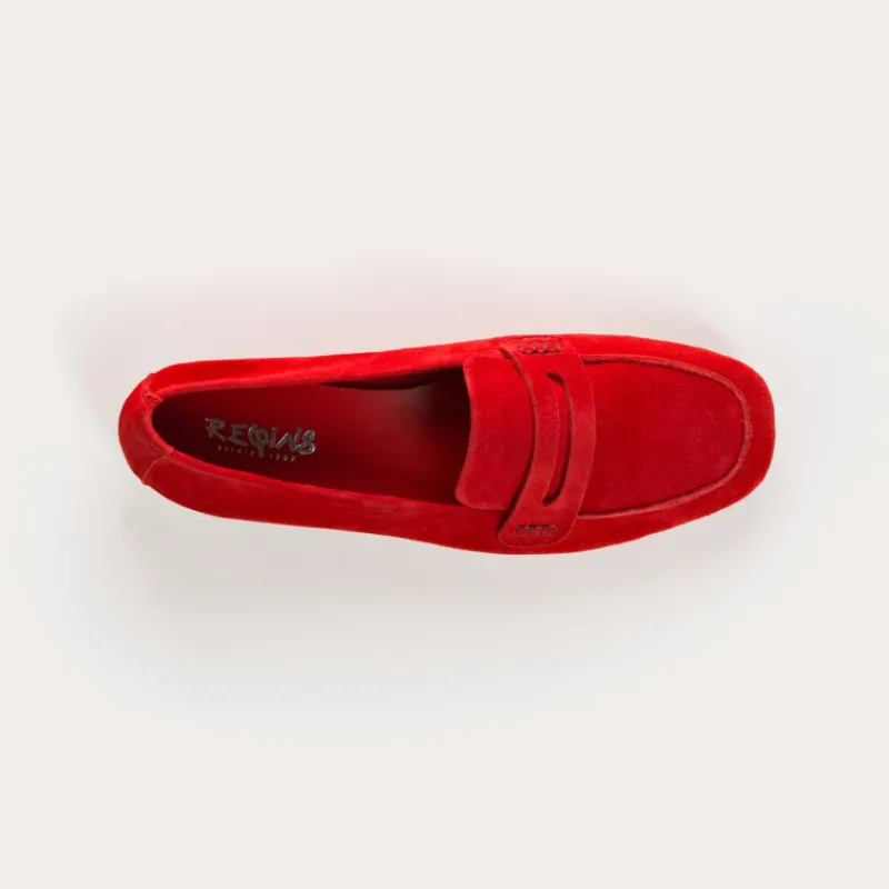 Reqins MOCASSINS HEMA CUIR VELOURS CC ROUGE New