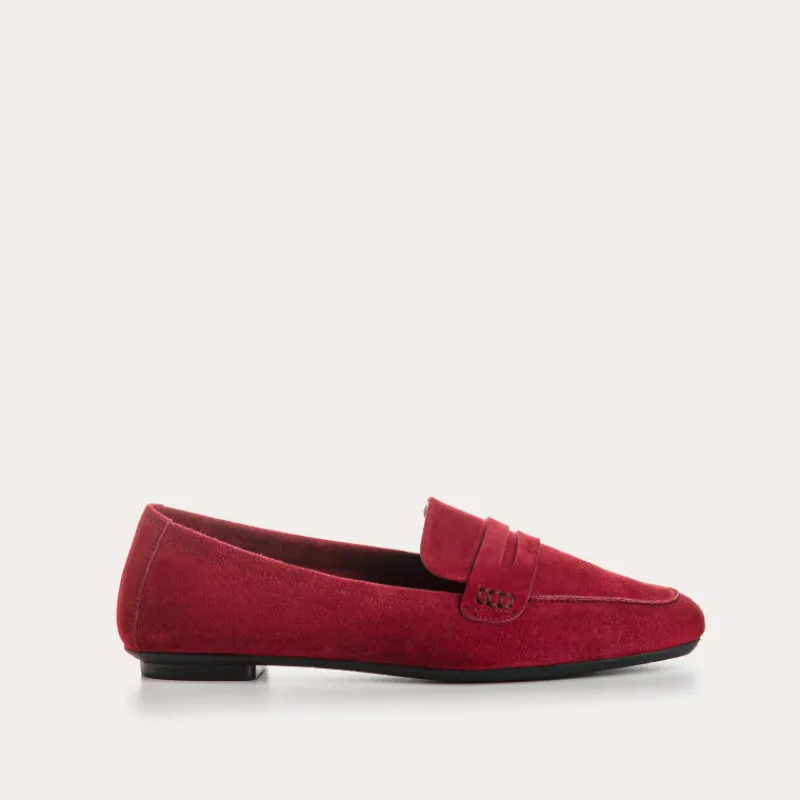 Reqins MOCASSINS HEMA CUIR VELOURS ROUGE New