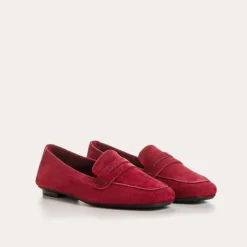 Reqins MOCASSINS HEMA CUIR VELOURS ROUGE New