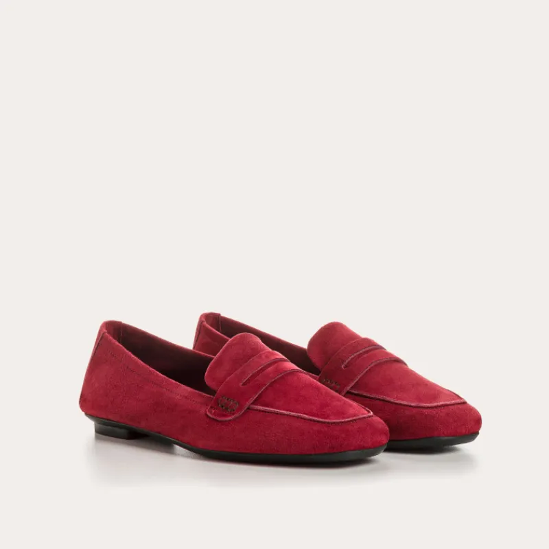 Reqins MOCASSINS HEMA CUIR VELOURS ROUGE New