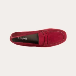 Reqins MOCASSINS HEMA CUIR VELOURS ROUGE New