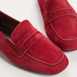 Reqins MOCASSINS HEMA CUIR VELOURS ROUGE New