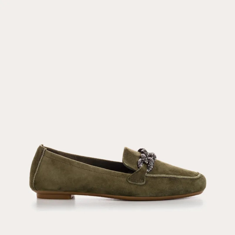 Reqins MOCASSINS HOLDING CUIR VELOURS VERT Online