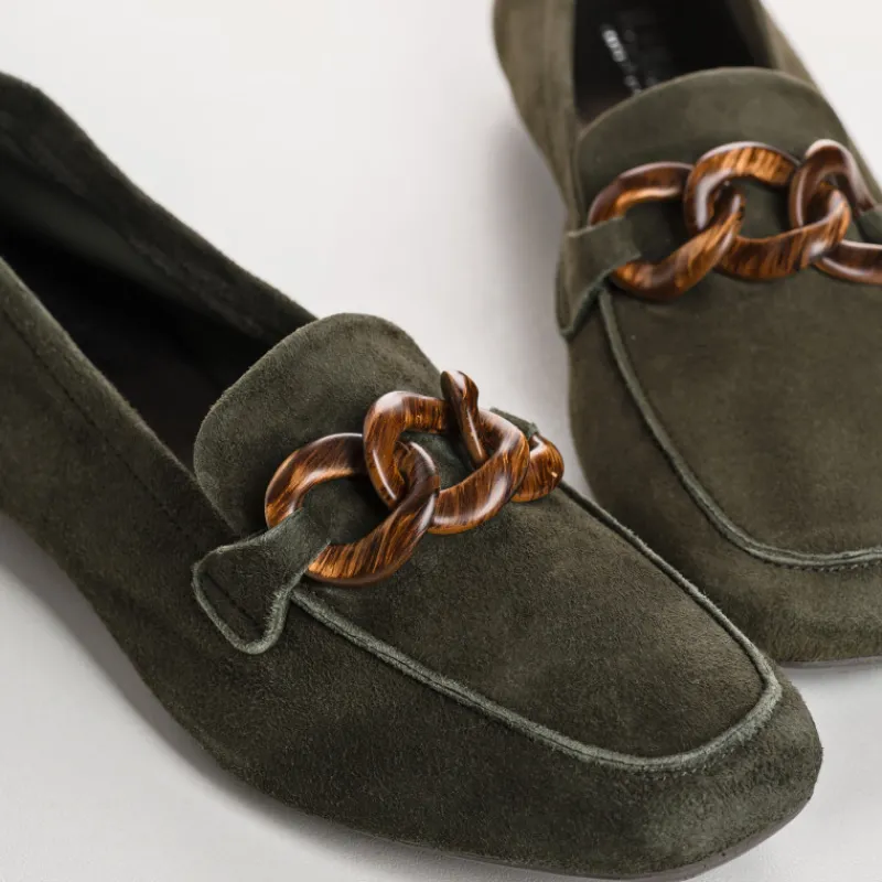 Reqins MOCASSINS HORACE CUIR VELOURS VERT New