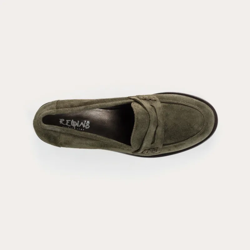 Reqins MOCASSINS JOYA CUIR VELOURS VERT New