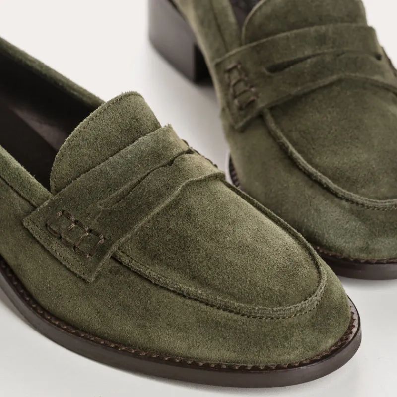 Reqins MOCASSINS JOYA CUIR VELOURS VERT New