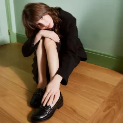 Reqins MOCASSINS JOYA ROCK CUIR VERNIS ET CLOUS NOIR Clearance