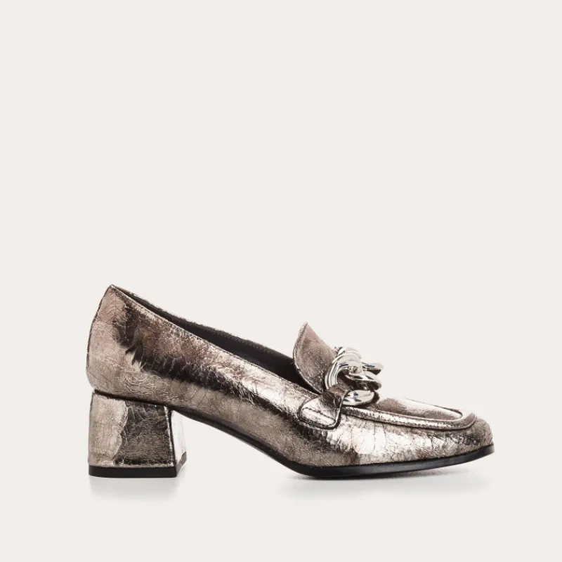 Reqins MOCASSINS LIMBA CUIR CRACKELE ACIER Discount