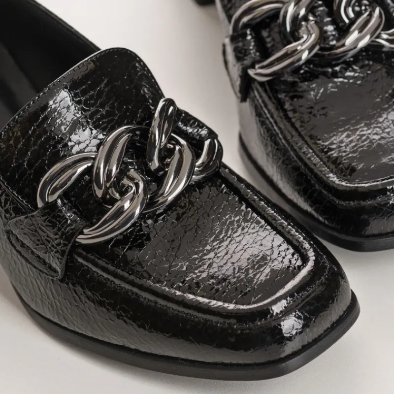 Reqins MOCASSINS LIMBA VERNIS GRAINE NOIR Hot