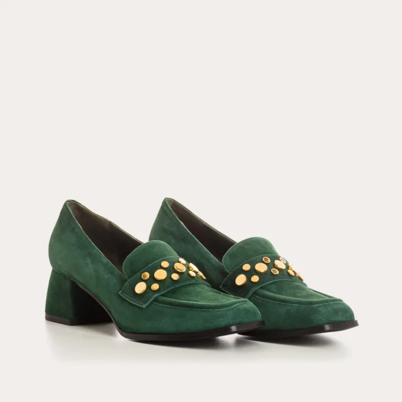 Reqins MOCASSINS LIVY CUIR VELOURS VERT Outlet