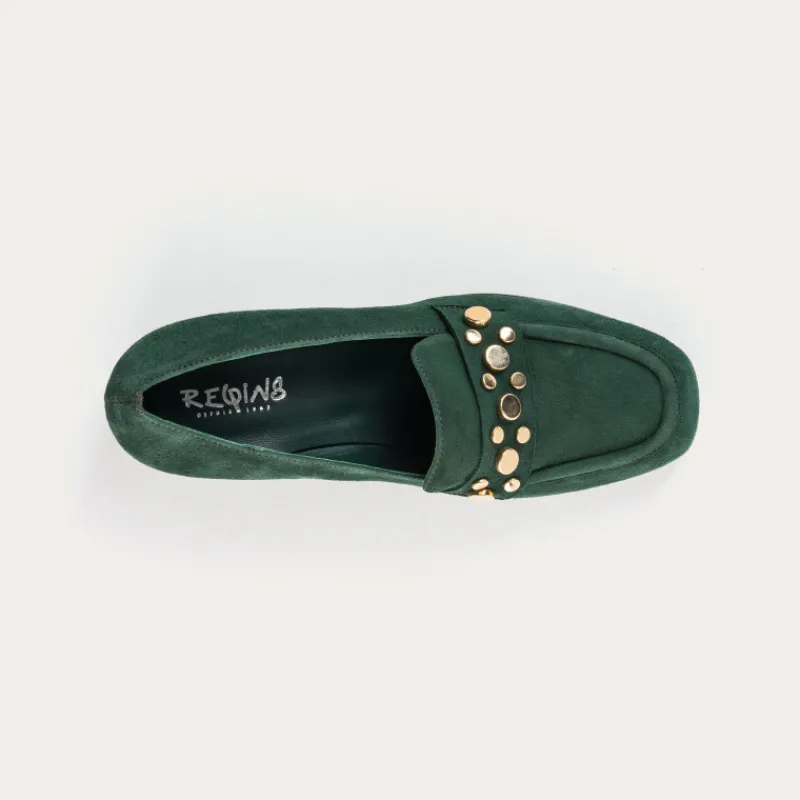 Reqins MOCASSINS LIVY CUIR VELOURS VERT Outlet