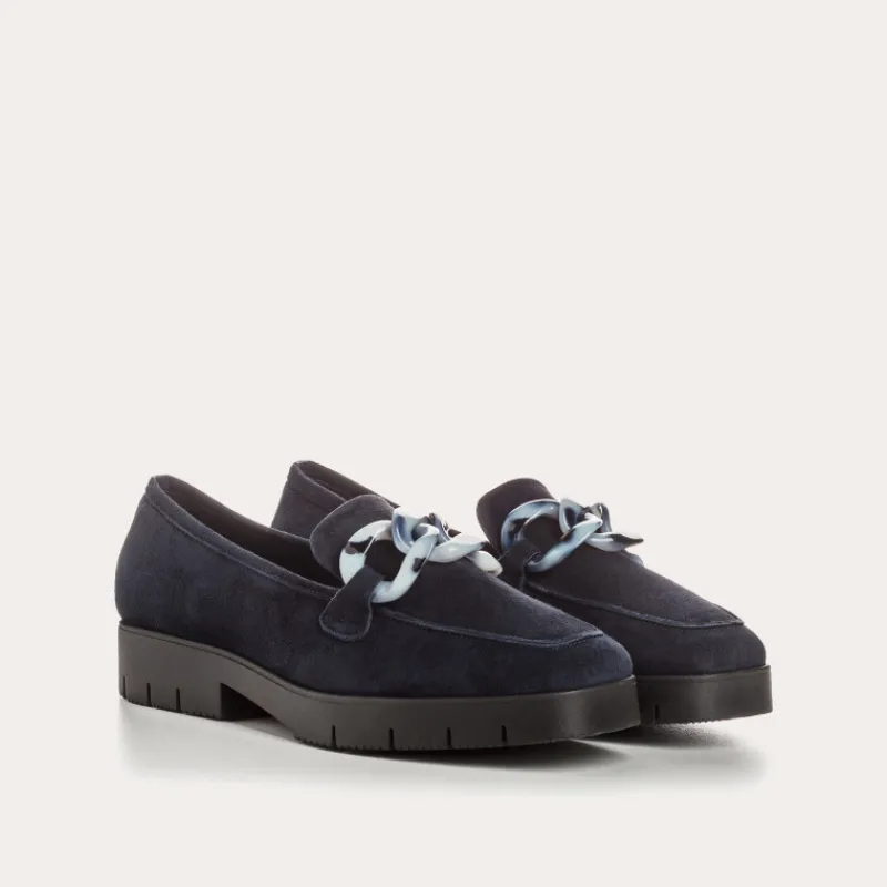 Reqins MOCASSINS MADISON CUIR VELOURS BLEU Sale