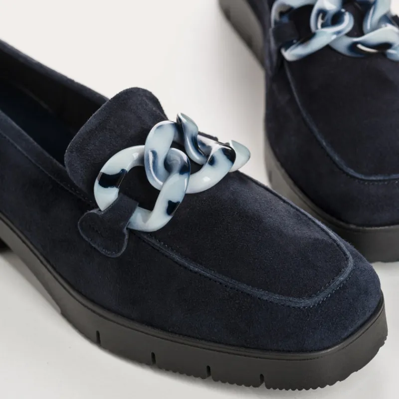 Reqins MOCASSINS MADISON CUIR VELOURS BLEU Sale