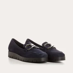 Reqins MOCASSINS NASTER CUIR VELOURS BLEU Hot