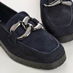 Reqins MOCASSINS NASTER CUIR VELOURS BLEU Hot