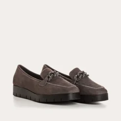 Reqins MOCASSINS NORA CUIR VELOURS ANTHRACITE Discount