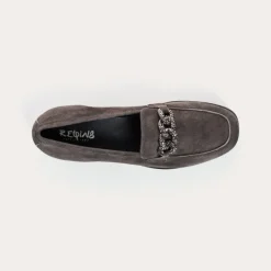 Reqins MOCASSINS NORA CUIR VELOURS ANTHRACITE Discount