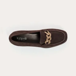 Reqins MOCASSINS NORA CUIR VELOURS MARRON Discount