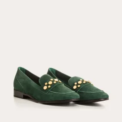 Reqins MOCASSINS PAVLA CUIR VELOURS VERT New