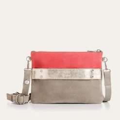 Reqins POCHETTE CARLA CUIR VELOURS CACTUS/FRAISE Outlet