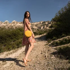 Reqins SAC CALIOPE CUIR VELOURS OCRE New